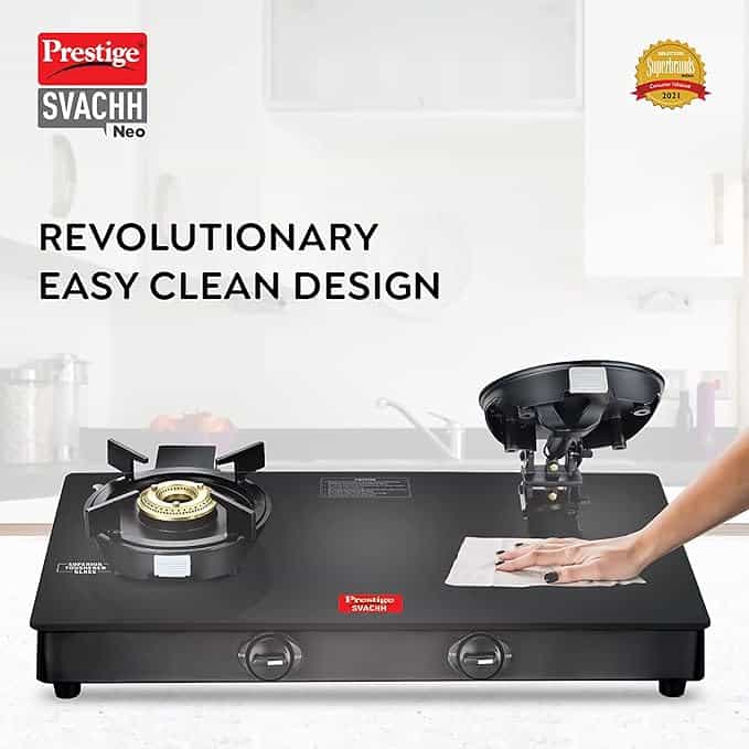 SVACHH NEO GTSN-02 (2 BURNER)(GLASS TOP)(40382) - GAS STOVE - PRESTIGE