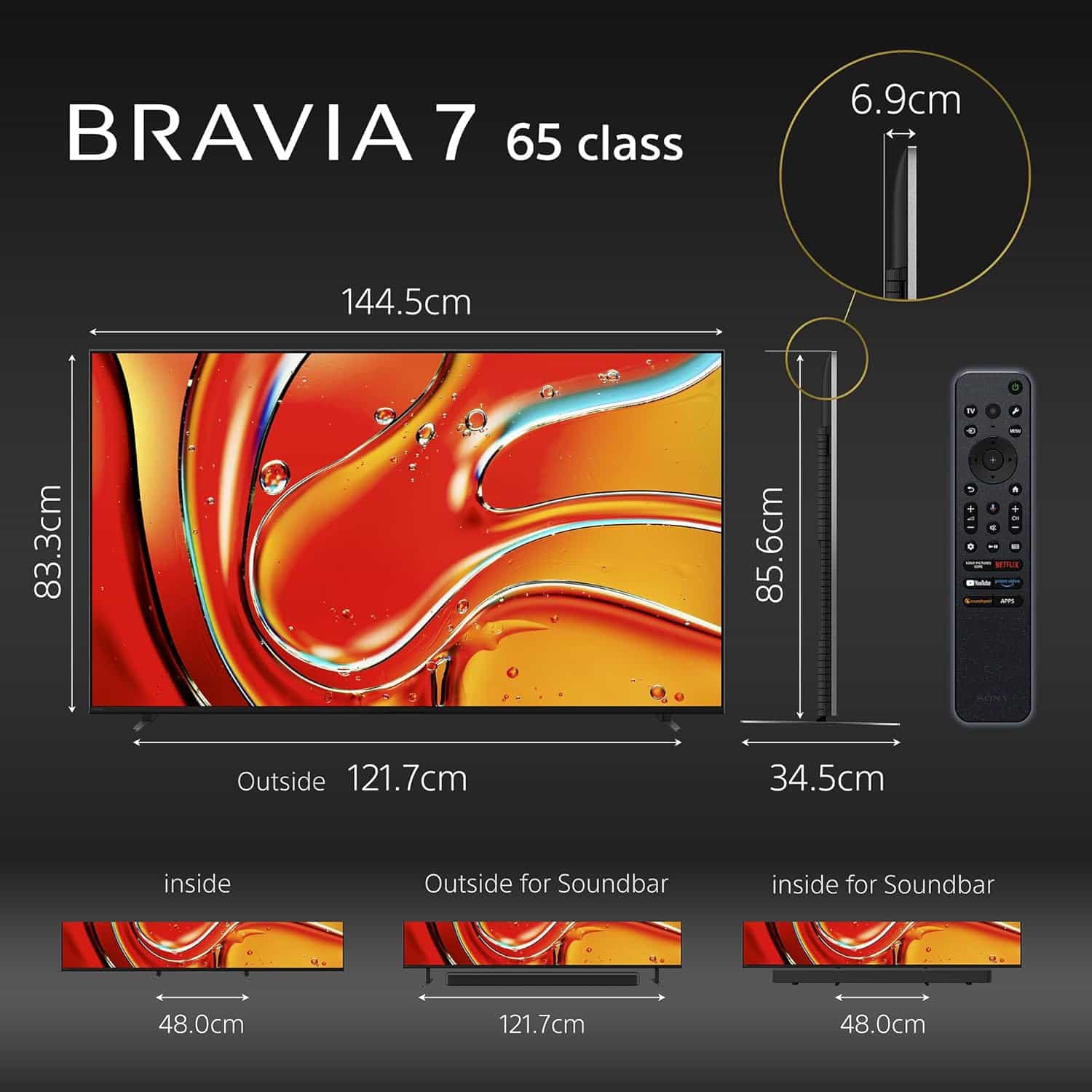 K-65XR70M2 (GOOGLE TV)(4K UHD SMART LED)(BRAVIA 7)(MINI LED)(127630101)(4548736179066)-LED QLED-SONY