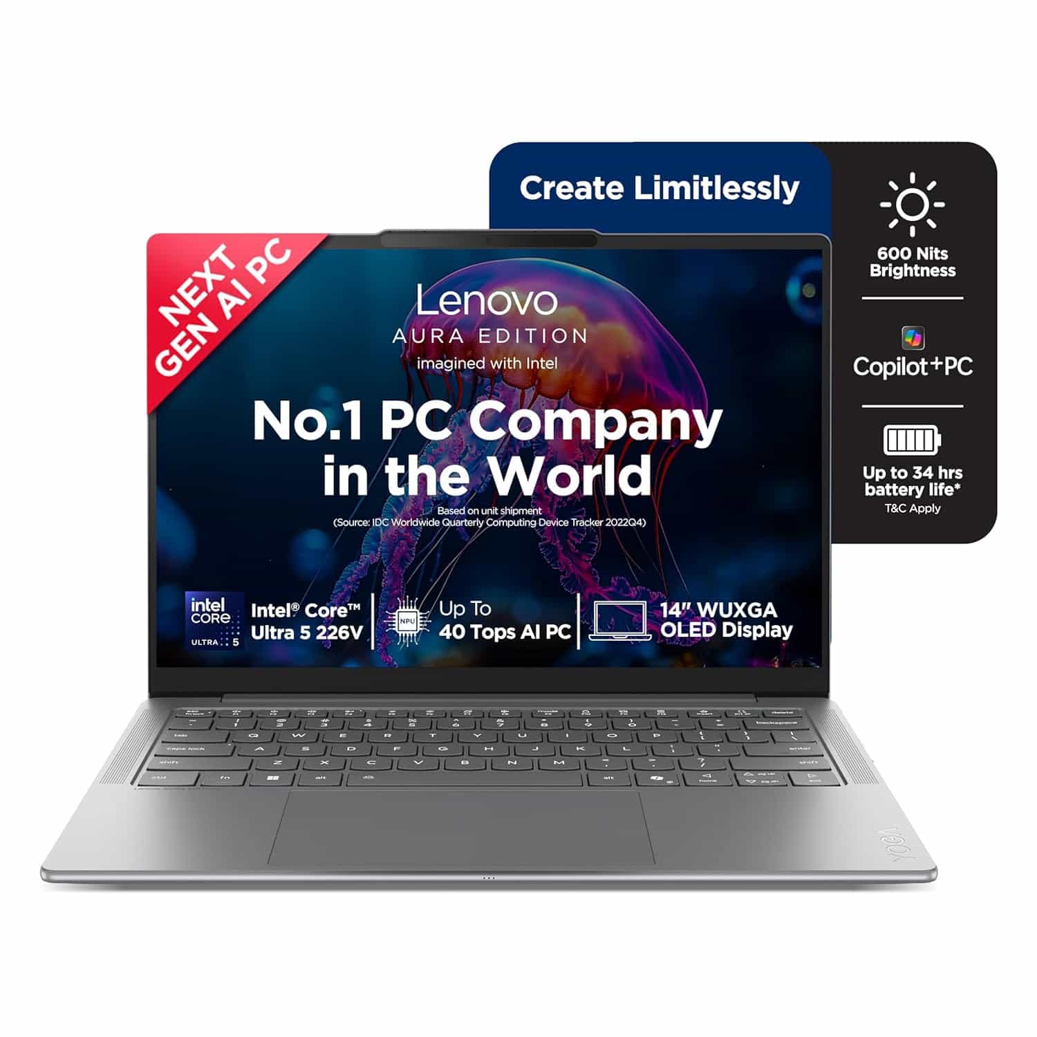 83JX00ENIN / Core Ultra 5 226V / 16GB / 512 GB / WINDOWS 11 HOME 64 SL / Integrated Intel® Arc™ Graphics 130V / 14" WUXGA