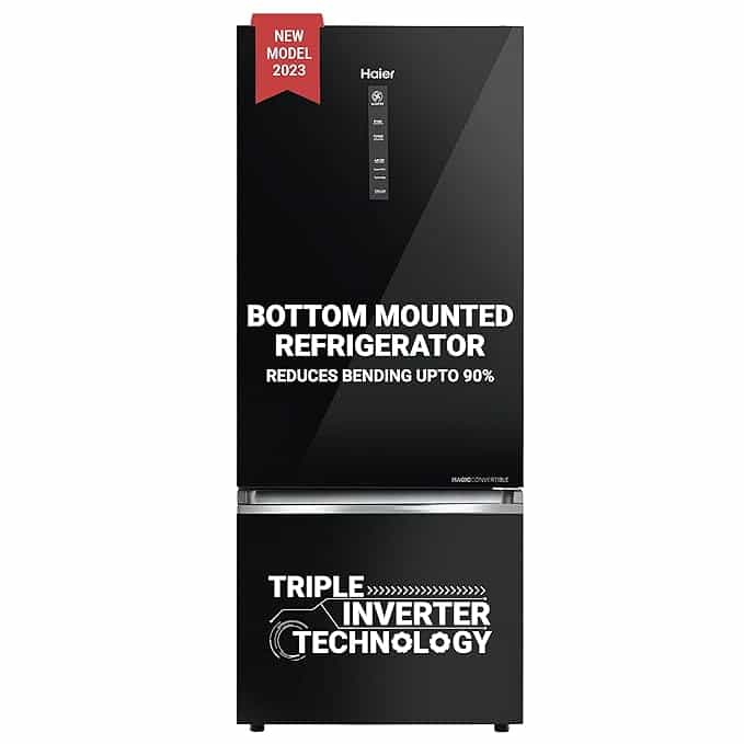 HRB-4952CKG-P - (BLACKK GLASS)(445 LTRS)(2 STAR)(BOTTOM FREEZER)(BL062L0AG) - REF-FF - HAIER