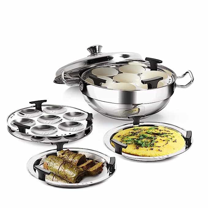 STAINLESS STEEL MULTI KADHAI (WITH 6 ATTACHMENTS) - NON STICK COOKWARE - MILTON